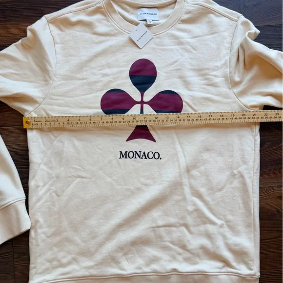 Club Monaco Monaco Graphic Sweatshirt Cream Women’s L / Men’s M Unisex NWT - Picture 9 of 10